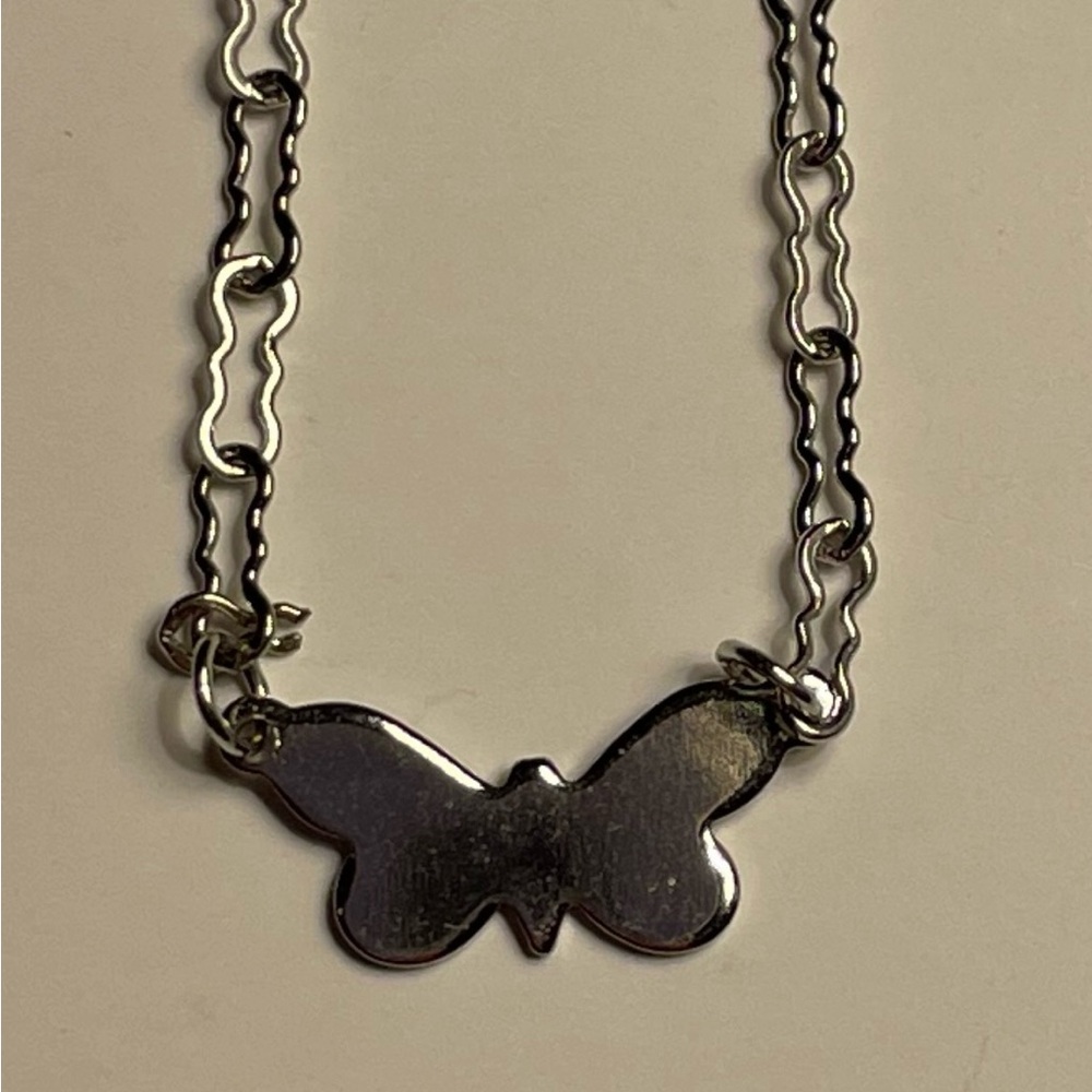 Vintage 1970’s dainty Silver Butterfly Pendant Ankle Bracelet